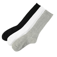 Chaussettes Hehe Printemps-Automne pour Filles, Style Collants Mi-Cuisses, Noir, Blanc, Gris, Couleur Unie, Tendance, Polyvalentes, Usage Quotidien, Exportation