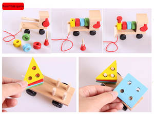 hot sale funny baby safety build the Shape matching trail wooden blocks train children toys - Product Image 3