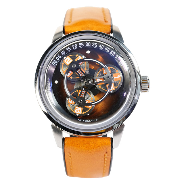 Three Wheel Skeleton Mechanical Watch for Men Automatic Luminous Hollow Luxury Wristwatch Leather Band Waterproof Fashion