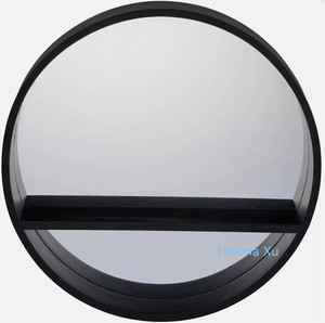 Espejo de pared redondo blanco y negro para decoración del hogar, ojo de buey, maquillaje, pasillo, Baño, Dormitorio, espejo colgante con estante - Product Image 6