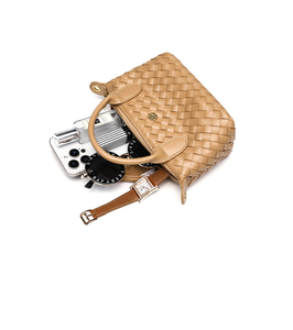 OEM ODM Woven Leather Women's Shoulder Bag Small Classic crossbody <b>handbags</b> Button Closure Daily Use - Product Image 5