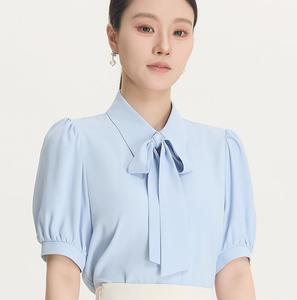 Blusa <span class=keywords><strong>de</strong></span> Gasa con Lazo y Manga Corta para Mujer, Resistente a las Arrugas, para Oficina, Maestra, Entrevista <span class=keywords><strong>de</strong></span> <span class=keywords><strong>Trabajo</strong></span>, Uniforme - Product Image 2