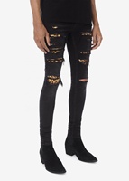 OEM marque de mode dernière marque bleue pantalon patché denim déchiré pantalon jean vente en gros
