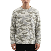 T-shirt personnalisé pour homme en maille gaufrée à manches longues, coupe ample et oversize, imprimé camouflage numérique, en coton de haute qualité