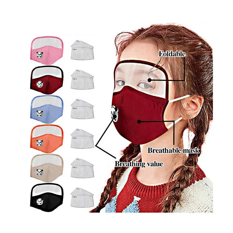 Masque facial anti-poussière pour enfants, protection pour le visage, anti-poussière, personnalisé, de styliste, en coton, pour fête d'halloween, avec filtre à Valve, vente en gros,