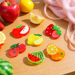 Pinces à cheveux en acrylique de 8 cm de la série ZiX Fruit, accessoire décontracté pour femmes et filles - Product Image 2