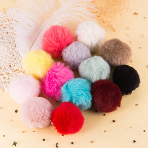 Pompones de Piel Sintética de Conejo con Pedrería de Nantong, 4 cm, Coloridos, Mini, para Manualidades, Sombreros Navideños, Decoraciones Artificiales - Product Image 1