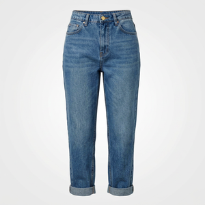 Jean en denim délavé foncé taille haute pour homme, coupe droite, style utilitaire vintage, en coton épais - Product Image 1