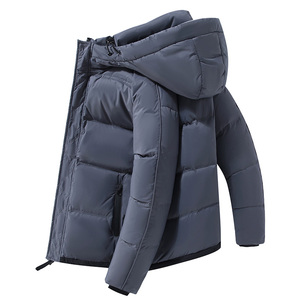 เสื้อโค้ทกันลมฤดูหนาวแบบมีฮู้ดสำหรับผู้ชาย ปี 2025 ทรงกระชับ ผ้าแคนวาส ซิป  บุขนเป็ด 90% สไตล์ลำลอง - Product Image 4