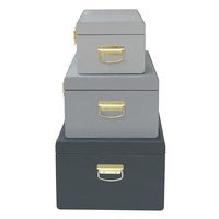 Ensemble de 3 coffres de rangement rectangulaires en métal laqué pour la décoration de la maison et l'organisation des souvenirs
