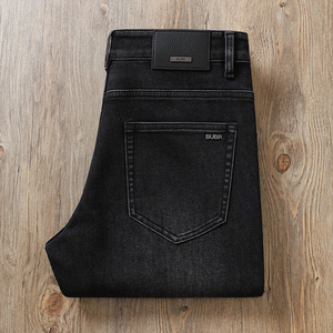 Nouveau jean bleu pour homme, coupe droite élastique, taille brodée, style business, collection automne - Product Image 3