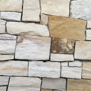 Revestimiento de Pared de Piedra Natural Rústica, Bloques de Piedra Arenisca con Aspecto Desgastado en Tonos Beige, Amarillo y Blanco - Product Image 2