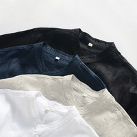 Nouvelle Chemise Homme Luxe en Lin Pur Style Chinois à Col Montant, Respirante, Décontractée, Boutonnée, Teinte Unie, Séchage Rapide pour l'Été