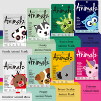 Lot de masques en tissu MOIKA à thème animalier 25ml – Hydratant, apaisant, contrôle des pores – Masque facial pour peaux sensibles – Usine GMPC