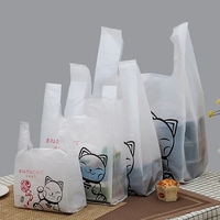 Sacs en PEHD YS personnalisés à motif dessin animé, étanches, avec poignée gilet et fermeture auto-adhésive, pour supermarché et plats à emporter