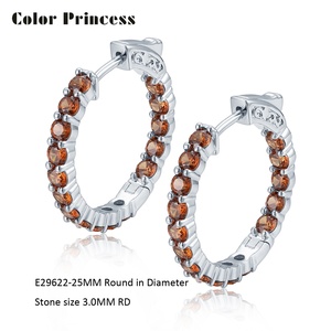 新着クラシック925スターリングシルバーコーヒーCZフープイヤリング女性用ゴールド & ロジウムメッキパーティー用ギフト - Product Image 3