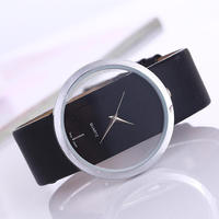 Relojes de Cuarzo NYY Simples y Elegantes, Diseño Hueco Transparente, Correa de Cuero Unisex, Esfera Grande, Relojes para Parejas con Logotipo Personalizado