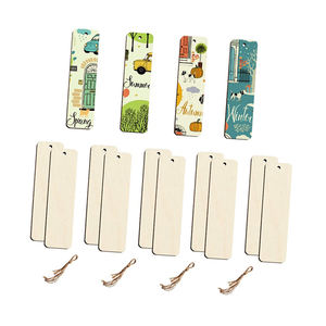 Marque-pages en bois rétro à suspendre, vierges double face, personnalisables pour impression couleur, motifs DIY, peinture et écriture - Product Image 1