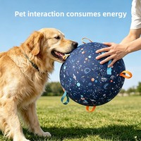 Ballon de jeu pour chien en tissu à motif spatial, faible MOQ, balle interactive à tirer avec bandes antidérapantes, jouet d'extérieur pour chien pour libérer l'énergie, OEM