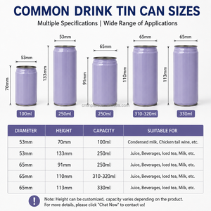 Latas de Bebidas Personalizadas de Hojalata Cilíndrica de Grado Alimenticio 250ml 330ml 355ml Vacías para Refrescos - Product Image 3