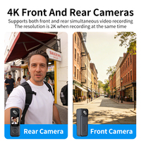 Cámara Deportiva Portátil 4K HD, Grabación Dual Delantera y Trasera, Mini Cámara de Bolsillo para Exteriores con Pantalla de 1.5'', Grabadora de Video WiFi