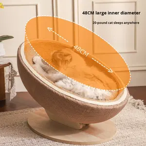 Grosir tali rami tipe baru tempat tidur kucing ramah lingkungan papan garuk cakar bulat besar tempat tidur kucing cangkang telur - Product Image 3