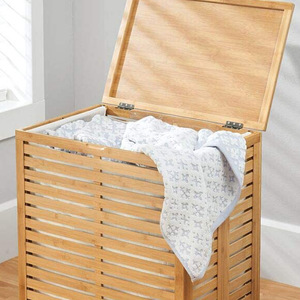 Cesto de ropa de madera rectangular, tipo vertical, ecológico, organizador de ropa, armario de almacenamiento para ropa sucia - Product Image 3