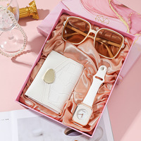 Set de Regalo para Mujer con Caja de Regalo, Cartera, Gafas de Sol, Reloj Ultra Quartz, Correa de Cuero Sintético y Acero Inoxidable, Perfecto para Compras y Viajes