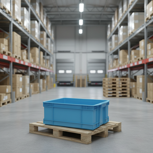 465-200 <span class=keywords><strong>Prix</strong></span> attractif, nouvelle caisse de transport empilable en plastique HDPE de la marque JINDU, modèle de boîte pour légumes - Product Image 1