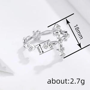 Anello alla Moda T0272 con Zirconia Cubica, Incastonatura a Griffe Quadrate, Motivo Vegetale, Gioiello Unisex da Regalo - Product Image 4