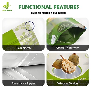 Sachets refermables avec logo personnalisé, finition mate, debout, avec fenêtre transparente, pour emballage de collations lyophilisées, noix, sachets en mylar, doypack - Product Image 3