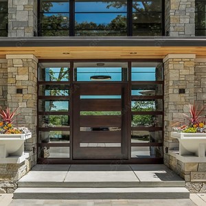 Portes Stylées <span class=keywords><strong>De</strong></span> Maison modernos 48X96 pulgadas Puerta pivotante <span class=keywords><strong>de</strong></span> madera negra moderna con diseños <span class=keywords><strong>de</strong></span> vidrio para puerta <span class=keywords><strong>de</strong></span> entrada residencial - Product Image 4