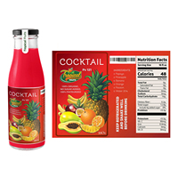 Autocollant d'emballage de bouteilles de jus de mangue pour boissons avec logo imprimé Bopp personnalisé du fournisseur 12oz 32oz Bouteilles en plastique vides avec étiquettes