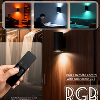 Lámpara de Pared LED con Sensor de Movimiento, RGB y CCT, Control Remoto, Batería de 4000 mAh, Inalámbrica, Pantalla Negra, 50000 Horas de Duración