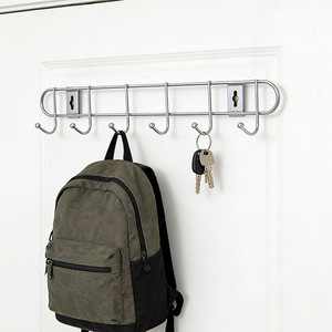 Stainless Steel Wall Mounted Coat Hooks Rectangle 10 Hangers Rust Resistant Minimalist Design For Home Kitchen Bathroom Storage - Product Image 2
