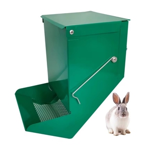 Mangeoire à lapins en métal personnalisée pour cages <span class=keywords><strong>Distributeur</strong></span> extérieur de nourriture pour petits animaux avec couvercle pour lapins cochons d'Inde - Product Image 4