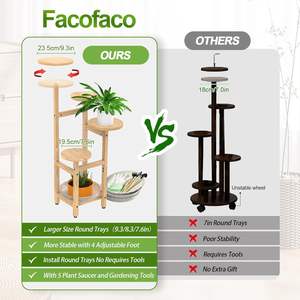 Support de <span class=keywords><strong>plante</strong></span> en bois à 5 couches avec support de pot de fleurs, adapté à la fenêtre de salon d'exposition multi-plantes en plein air, terrasse de jardin - Product Image 4
