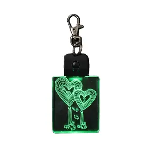 Convenient Crafts Keychain Shape Love Mini 3D Night Light Portable LED Optical Lamp For Promotional Gifts