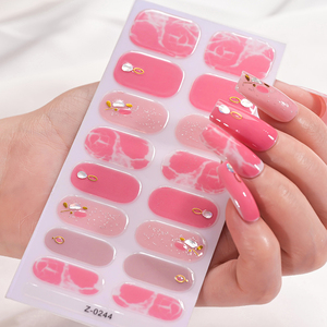 16tips/Sheet Full Cover Summergel Nail Wraps Sticker Stickers 3D Self-Adhesive Bronzing Gold Line French Nail <strong>Strips</strong> Baking Free - Product Image 5