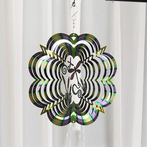 Décoration de jardin, éolienne 3D en acier inoxydable de 30 cm avec placage antique, couleur et motif floral personnalisables - Product Image 6