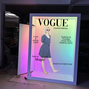 UNIV Luxury Wooden Frame 360 Photo Booth Box-Wedding Decoration Custom Backdrops LED Illumination Smartphones Camera Compatible - Product Image 4