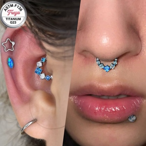 Orecchini Freya in Titanio ASTM F136 con Zirconi per Cartilagine, Anelli Daith <span class=keywords><strong>Helix</strong></span>, Orecchini a Cerchio alla Moda, Anelli per Naso, Clicker per Septum, Gioielli per Piercing Corporeo - Product Image 3