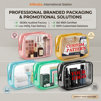 Pochette d'emballage cosmétique personnalisée en PVC transparent avec fermeture éclair pour marque de beauté, sac promotionnel GWP, étui imprimé en gros, coffret cadeau, marque privée