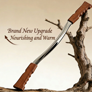 304 Edelstahl Schab- und Massagebrett für Ganzkörperbehandlung. Holzgriff. Großes <span class=keywords><strong>M</strong></span>-förmiges Messer. Faszienmesser. - Product Image 1