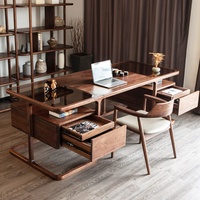 Bureau en bois de noyer noir d'Amérique du Nord, style italien minimaliste, bibliothèque en bois massif, mobilier de bureau pour villa, bureau à domicile