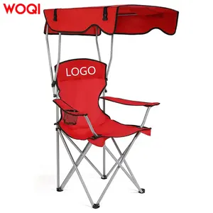 كرسي ذو مسند عصري من WOQI كرسي بذراعين قابل للطي من القماش الشبكي كرسي فاخر مبطن قابل للطي مع مظلة