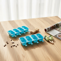 2 moules à glace et à sucettes en silicone sans BPA, compatibles lave-vaisselle, pour la fabrication de glaces maison avec 100 bâtonnets en bois (bleu)