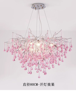 Nuovo arrivo <span class=keywords><strong>a</strong></span> goccia in stile ramo di lusso Villa <span class=keywords><strong>lampadario</strong></span> di cristallo con LED regolabile altezza rosa - Product Image 6
