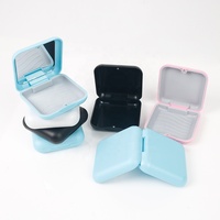 Boîte de rangement magnétique carrée pour appareil orthodontique avec miroir intégré, étui portable pour aligneur dentaire, boîte de rangement pour prothèse dentaire, logo personnalisé