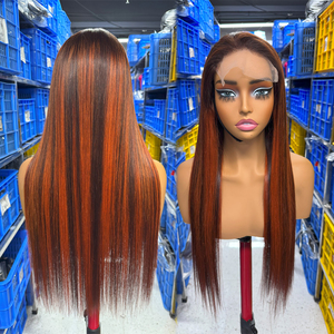 Perruques Cheveux Lisses Ultra Fins Couleur Roux Gingembre P4/350 Perruque Vietnamienne 5x5 Closure <span class=keywords><strong>Wig</strong></span> <span class=keywords><strong>Lace</strong></span> <span class=keywords><strong>Front</strong></span> Wigs Cheveux Naturels - Product Image 1